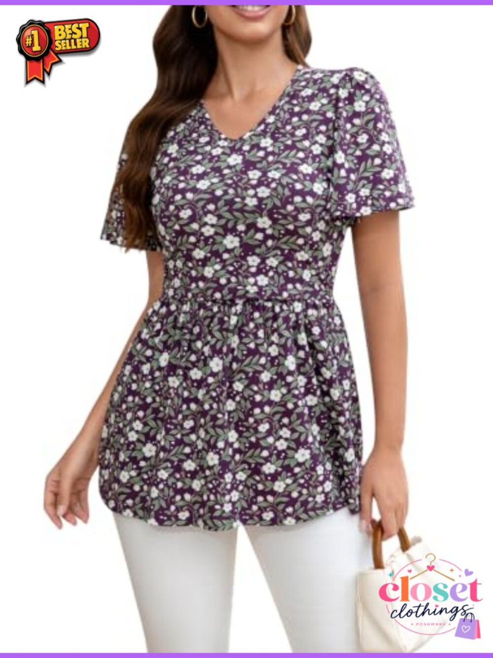Cotton Nursing Top Short Sleeve V Neck Breastfeeding Shirt Maternity Tee